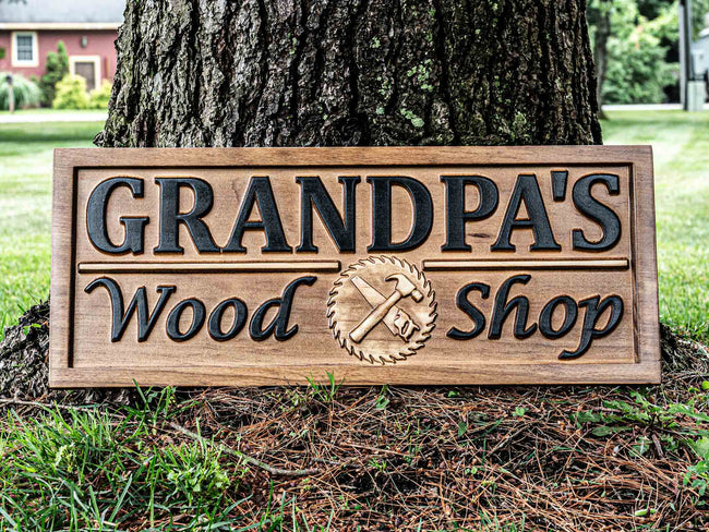 Custom Wood Shop Sign with Tools
