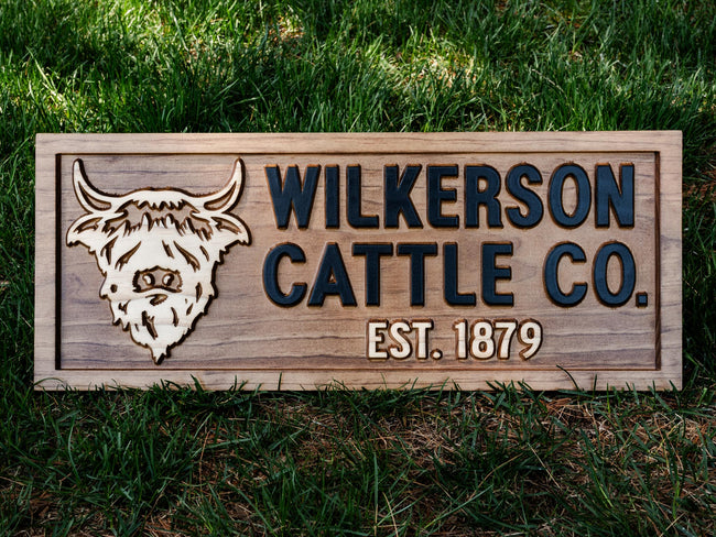 Custom Sign with Highland Cattle