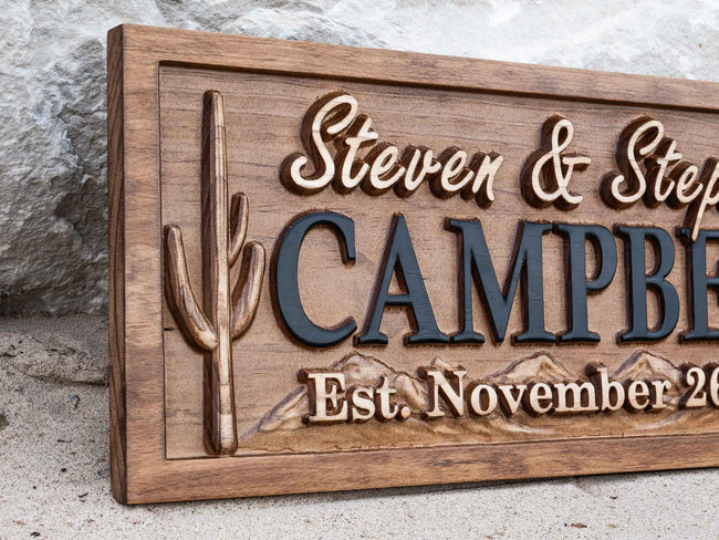 Last Name Sign with Cactus