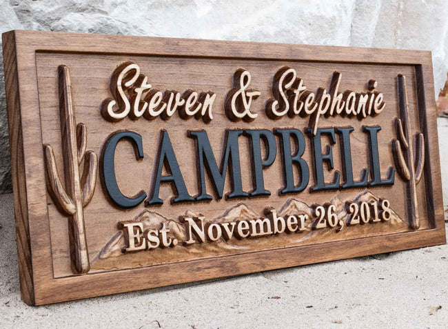 Last Name Sign with Cactus