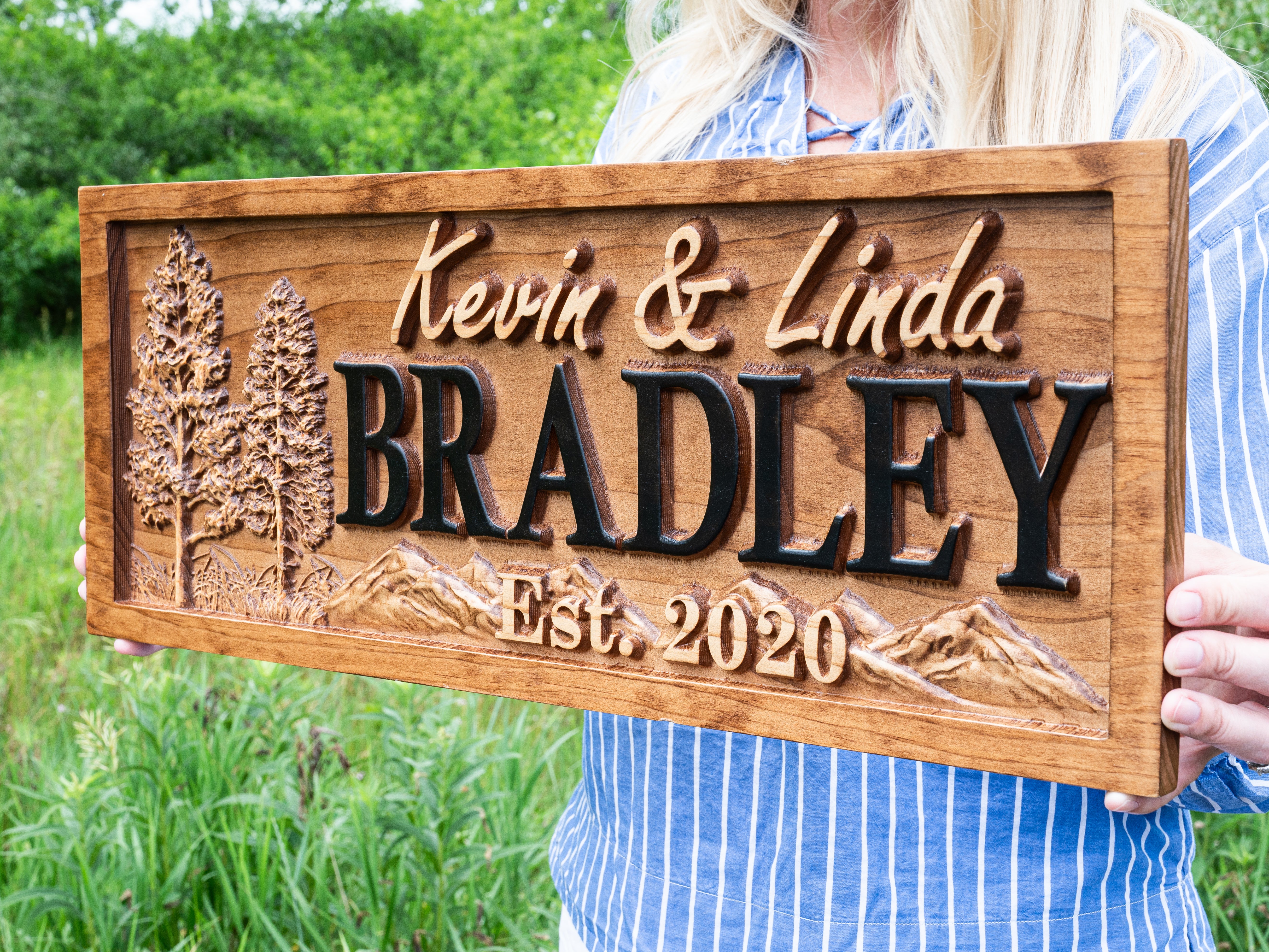 Custom Last Name Sign with Trees