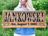 Personalized Family Name Sign Hearts