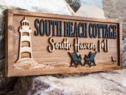 Custom Beach Name Sign with Lighthouse
