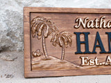 Custom Last Name Sign with Palm Trees