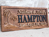 Custom Last Name Sign with Palm Trees