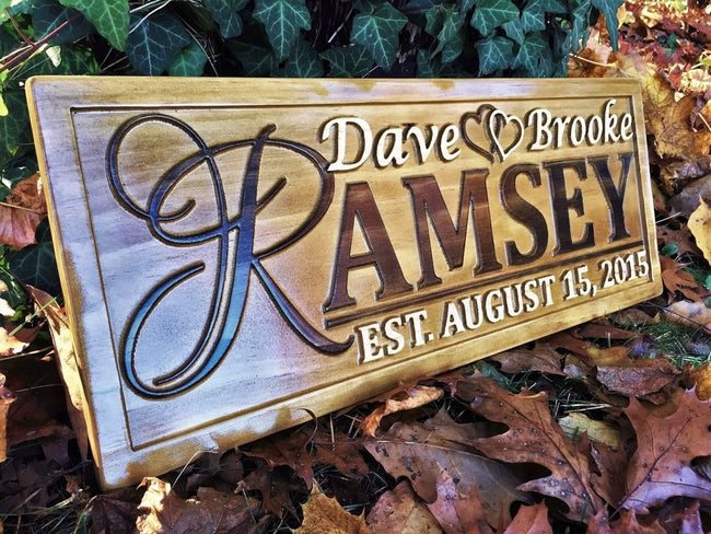 Custom Couples Wood Sign with Hearts