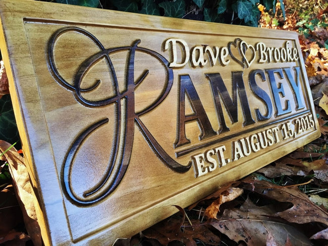 Custom Couples Wood Sign with Hearts