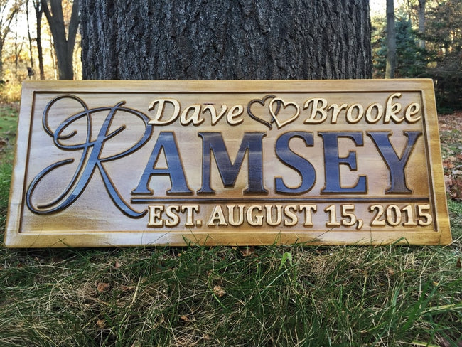 Custom Couples Wood Sign with Hearts