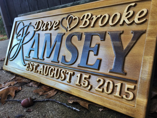 Custom Couples Wood Sign with Hearts