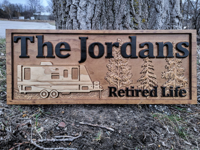 Custom Camping Sign with Fifth Wheel